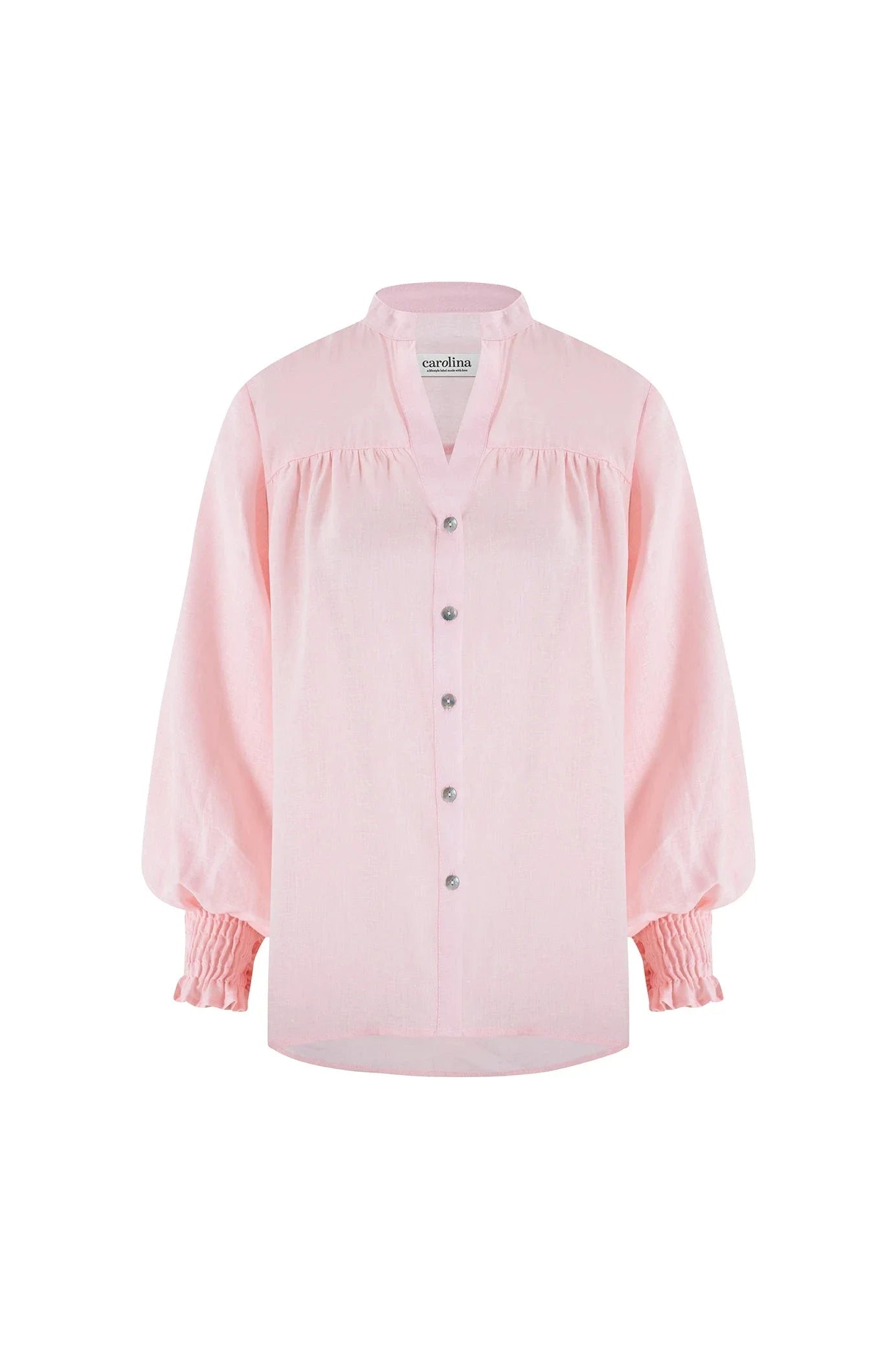 Adriana Long Sleeve Linen Top in Blush