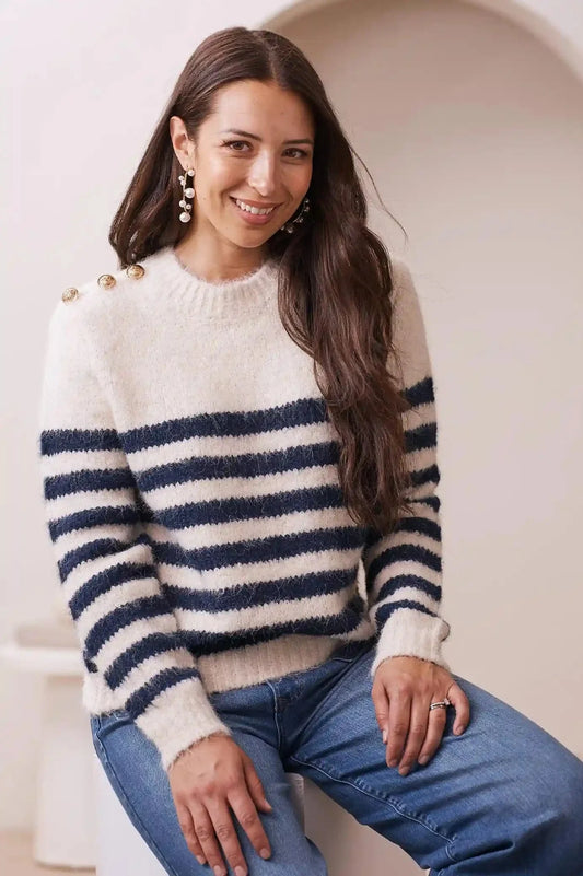 Alana Striped Jumper Ivory