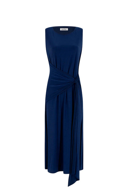 Angelica Sleeveless Midi Dress in Navy