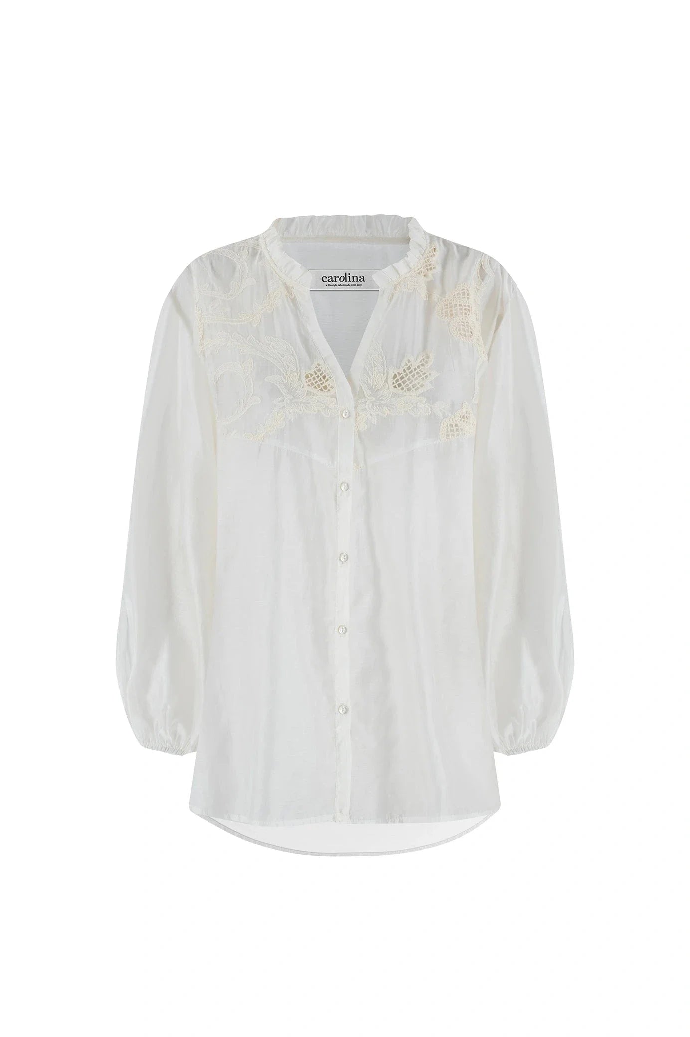 Aria Embroidered 3/4 Sleeve Top Ivory