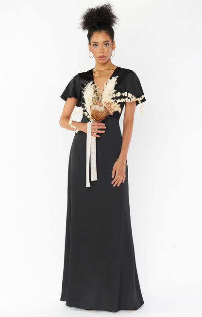 Rome Twist Gown ~ Black Luxe Satin