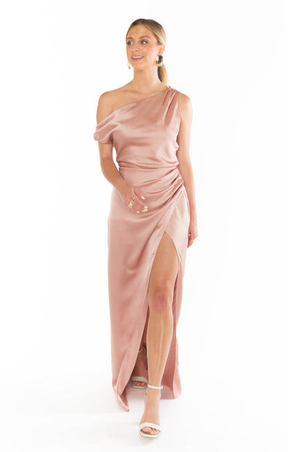 Jodie Dress ~ Rose Gold Luxe Satin