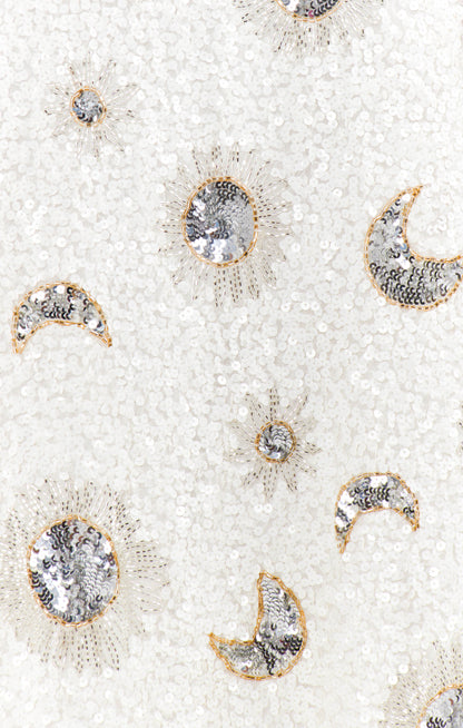 Last Call Top ~ White Celestial Sequins