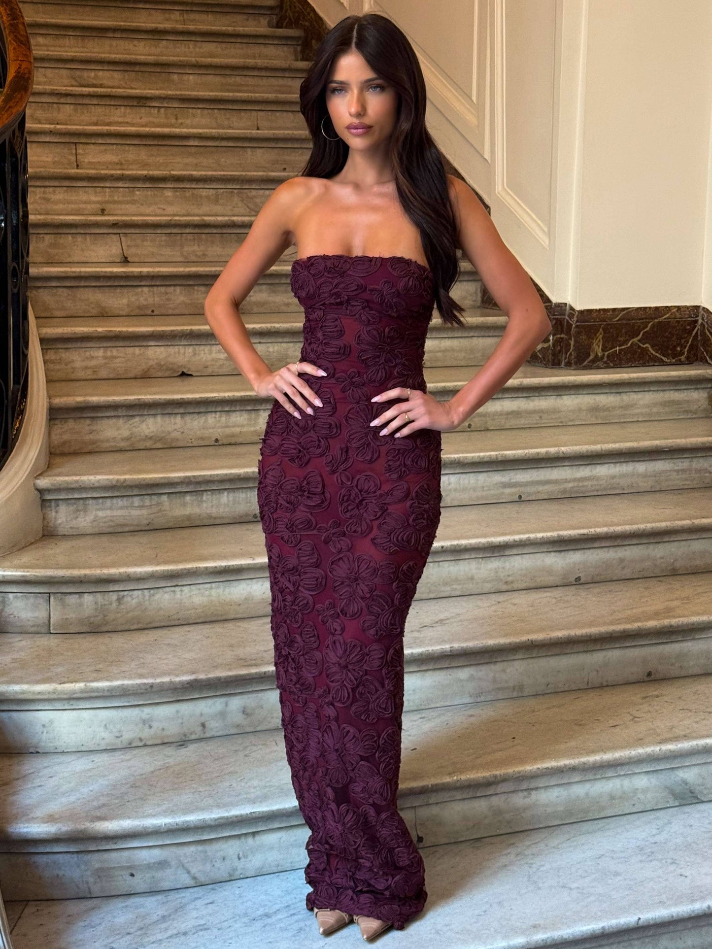 CARLO MAXI DRESS DARK MAUVE