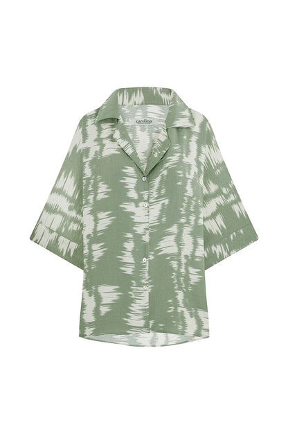Campania Collared Short Sleeve Top Sage