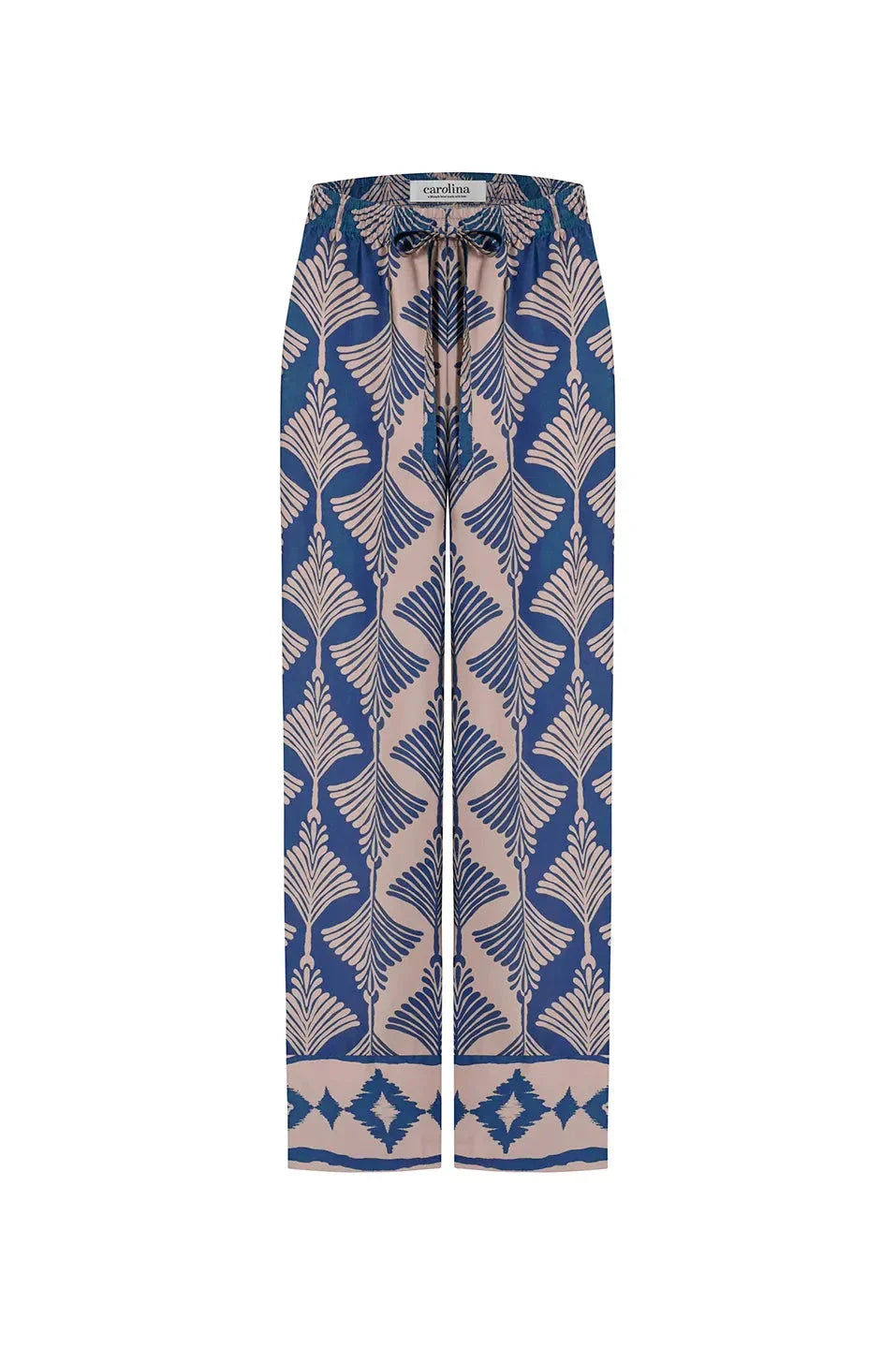 Casey Straight Leg Pants Fan Print in Navy & Espresso