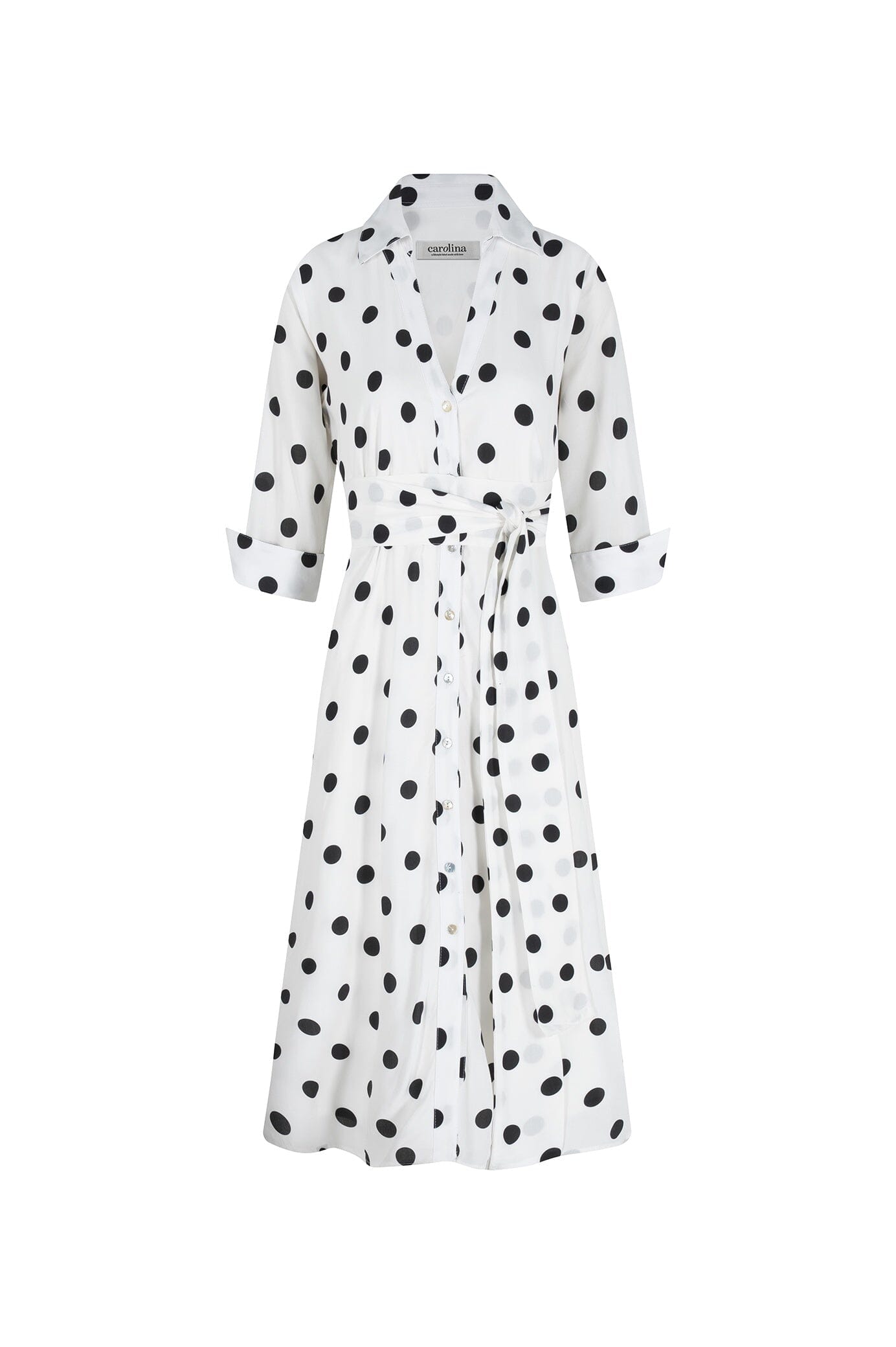 Celia Dress White with Black Polka Dots