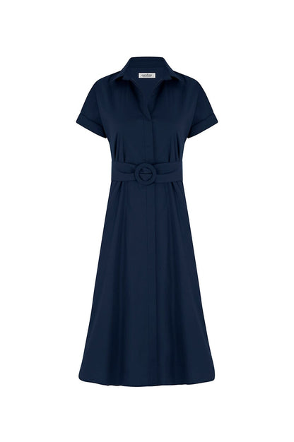 Celia Short Sleeve Midi Dress in Navy