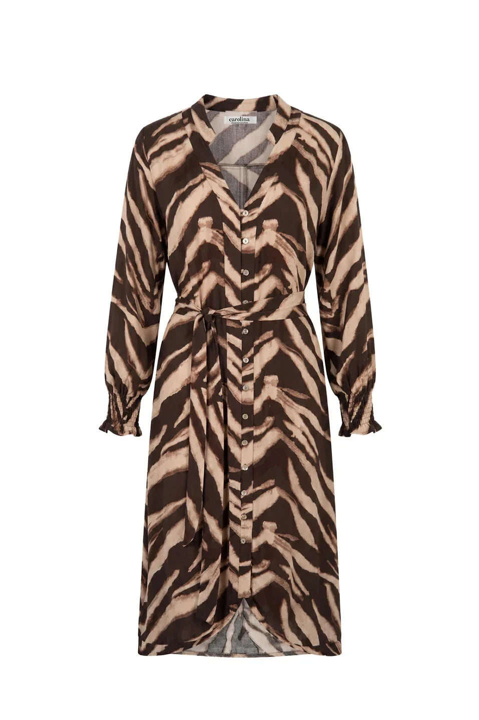 Evelyn Animal Print Long Sleeve Dress in Chocolate