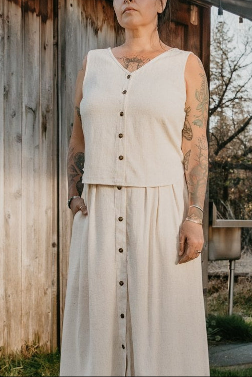 Aviva Top in Oat Irish Linen