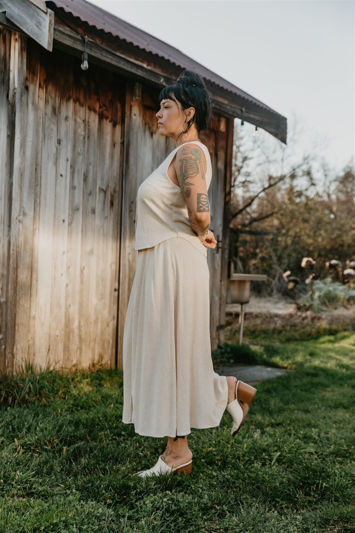 Aviva Top in Oat Irish Linen