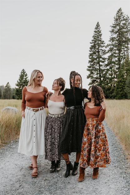 Trices Skirt in Black 2 Tone Striped Cotton