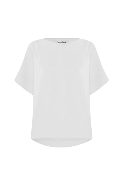 Gemma Short Sleeve Round Neck Top White