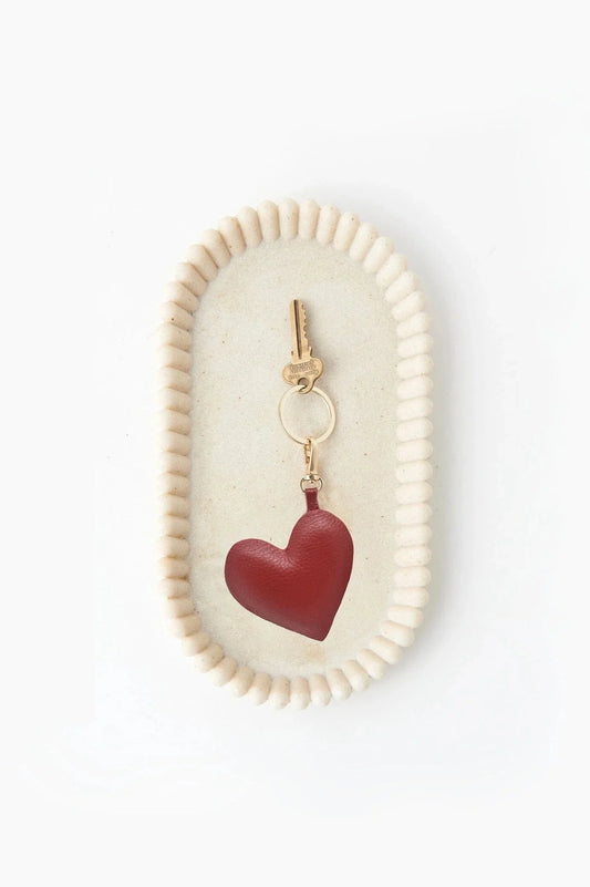 Heart Keyring Soft Leather Red