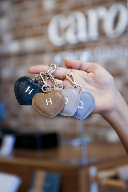 Heart Leather Keyring Tan