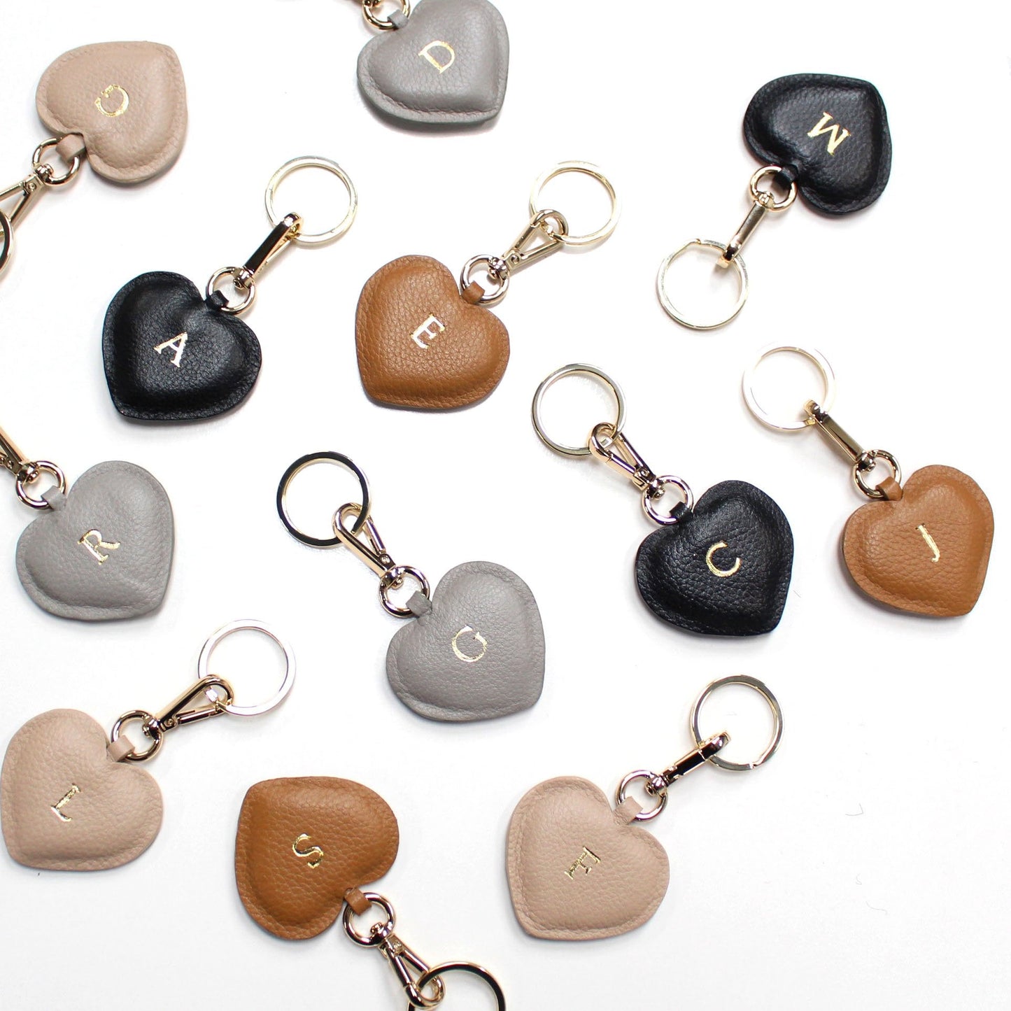 Heart Leather Keyring Tan