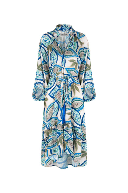 Kiara Long Sleeve Dress Green and Blue