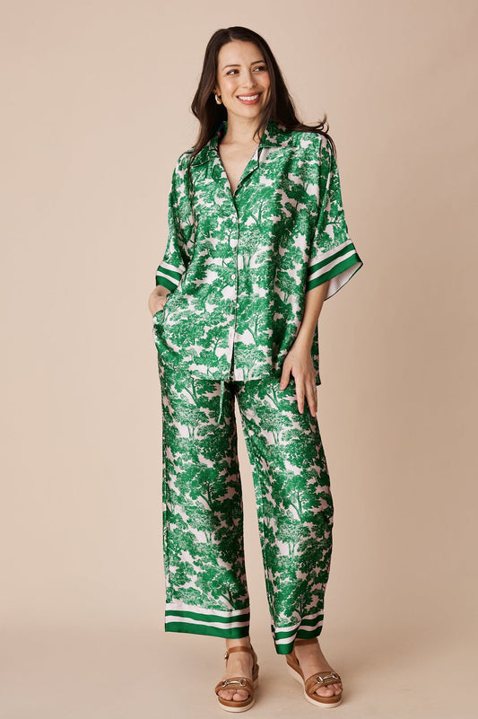 Lisa Print Pants Emerald