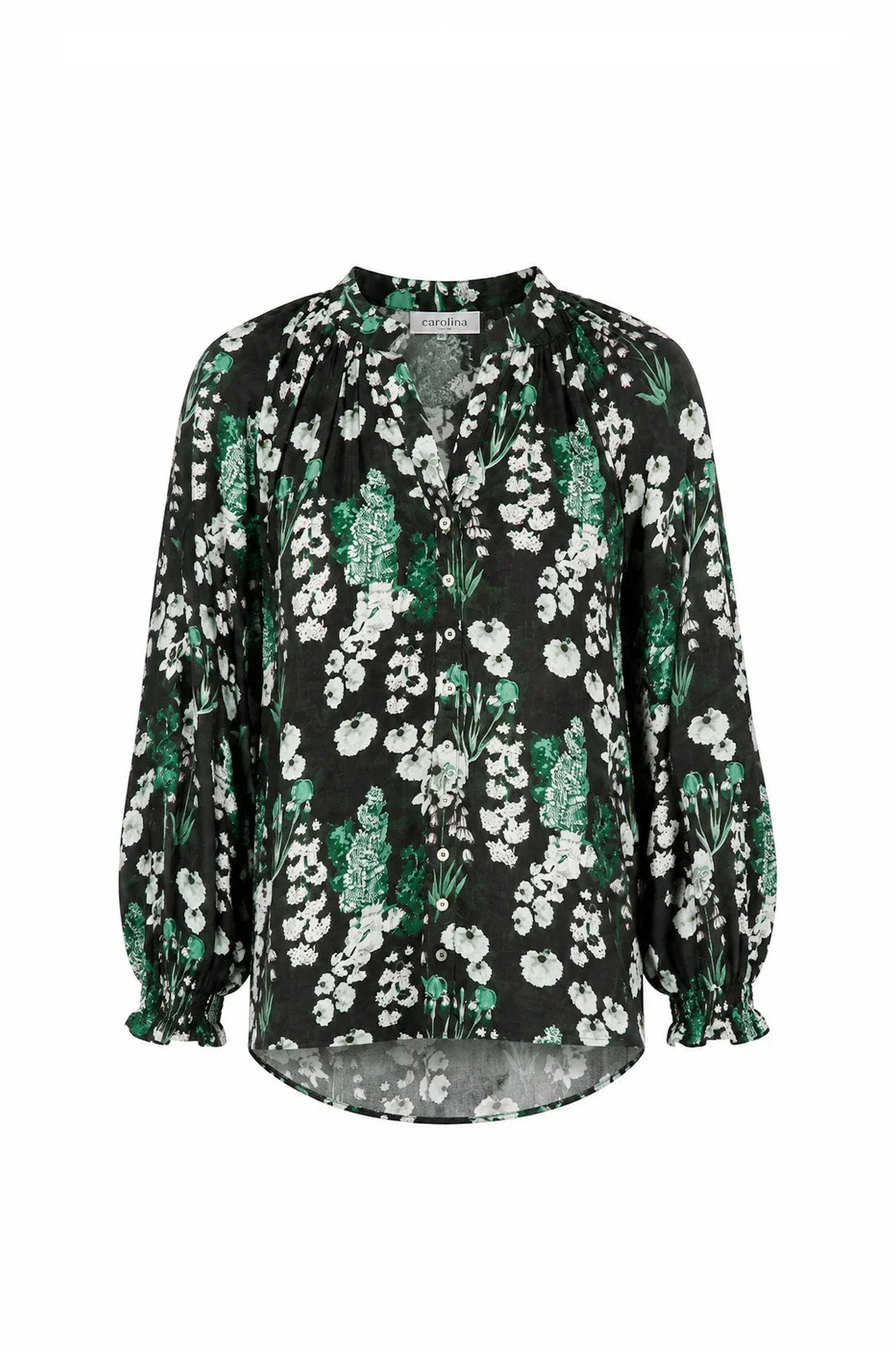 Lissy Floral Long Sleeve Top Military Green