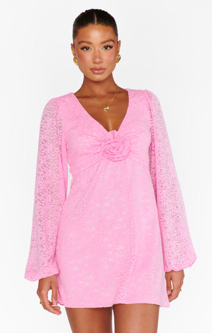 Rosetta Mini Dress ~ Pink Lovely Lace