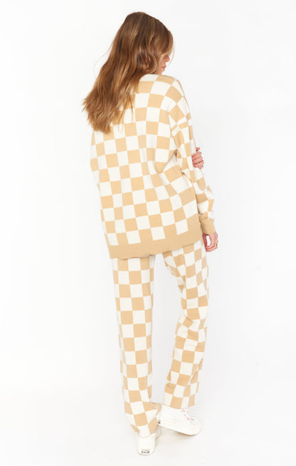 Zermatt Sweater Pant ~ Tan Checker Knit