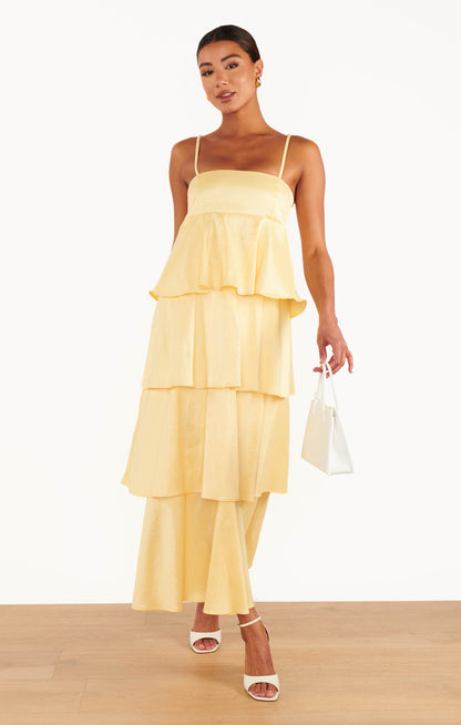 Meet Cute Dress ~ Pale Yellow Taffeta