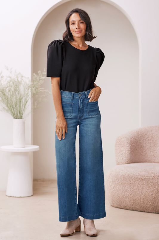 Hazel Short Sleeve Top Black