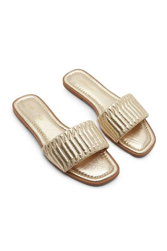 Marcelina Metallic Slides Gold