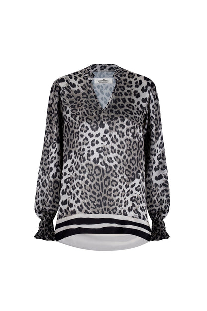 Mya V-Neck Animal Print Long Sleeve Top