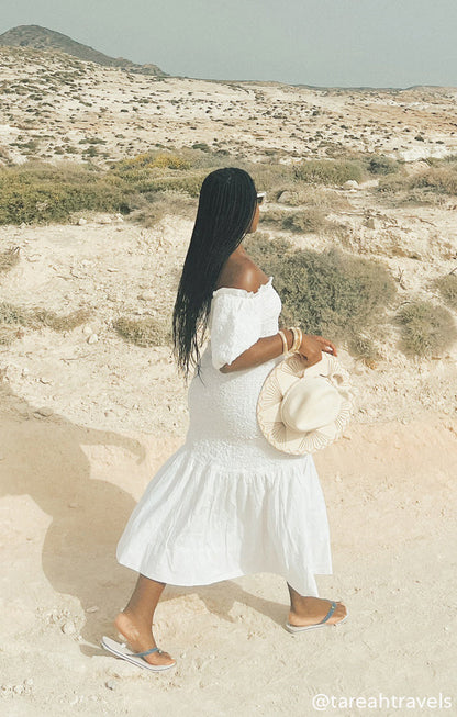 Rom Com Midi Dress ~ White Texture Stretch