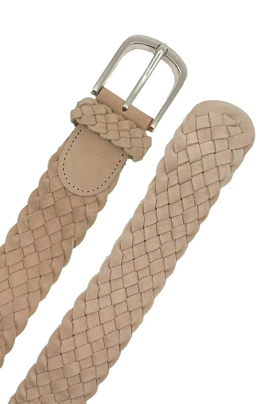 Plaited Jeans Belt Nude Soft Leather