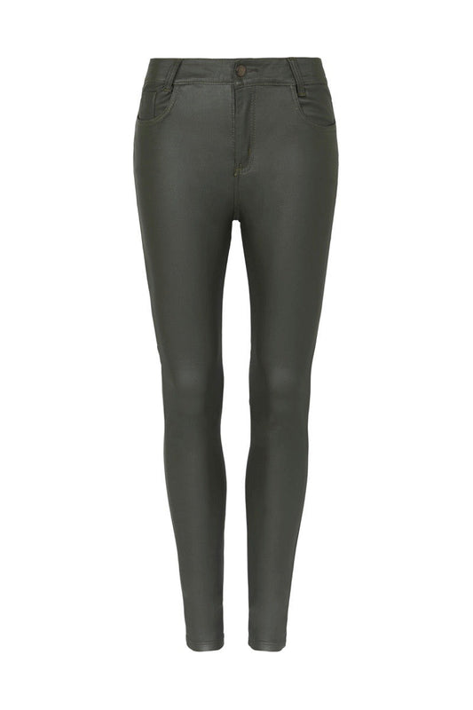 Amber Coated Skinny Jeans Olive