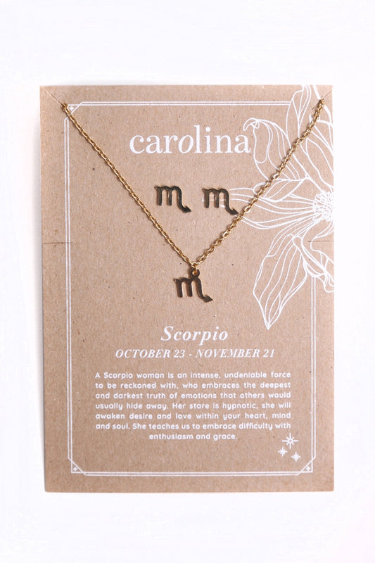 Scorpio Zodiac Necklace & Earring Set