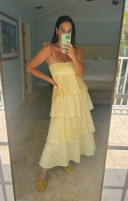Meet Cute Dress ~ Pale Yellow Taffeta