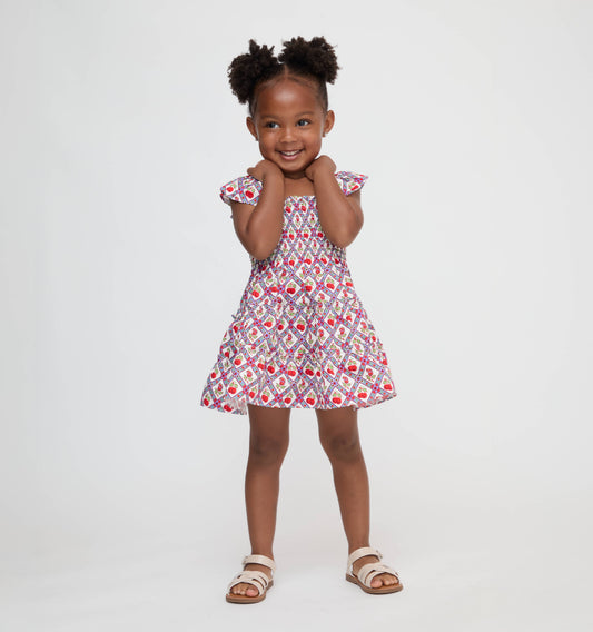 The Tiny Ellie Nap Dress - Diamond Cherries Cherry Red