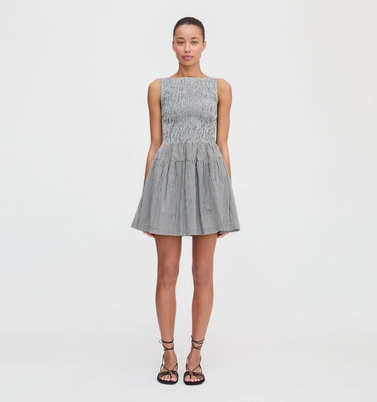 The Cosima Mini Nap Dress - Black/Sand Gingham
