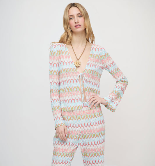 The Delia Top - White Multi Smooth Shimmer Knit