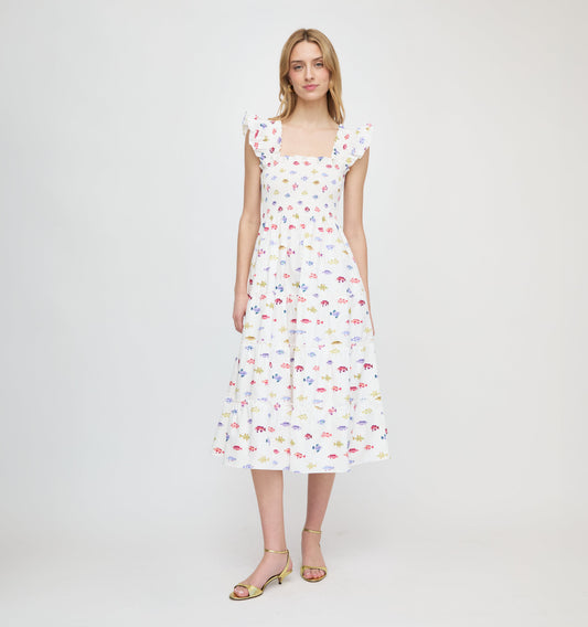 The Ellie Nap Dress - White Rainbow Fish