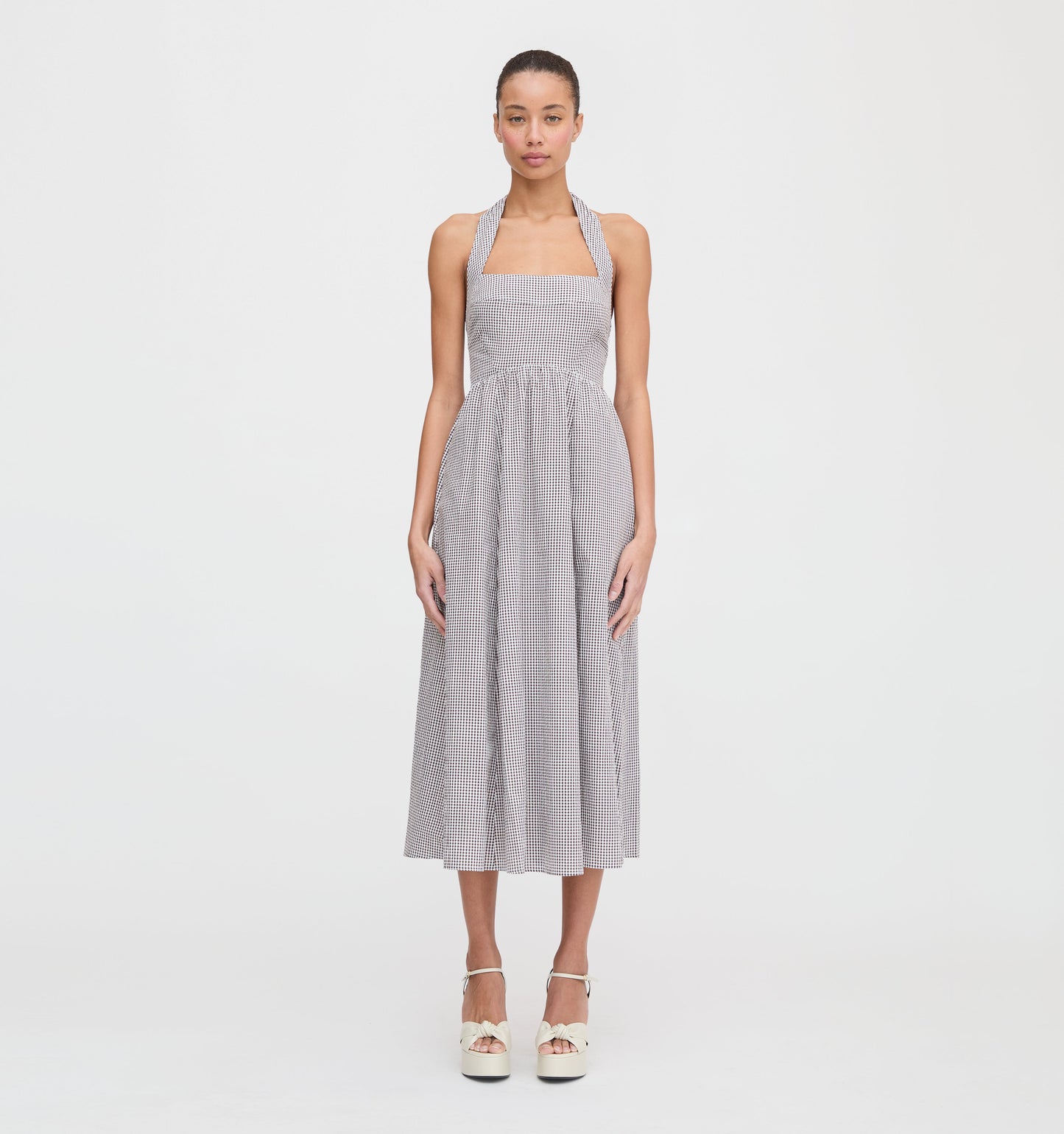 The Fleur Midi Dress - Chocolate Gingham