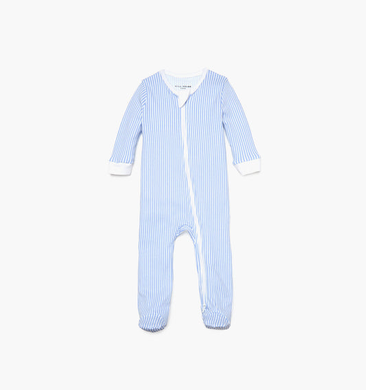 The Footie Pajama - Blue/White Stripe