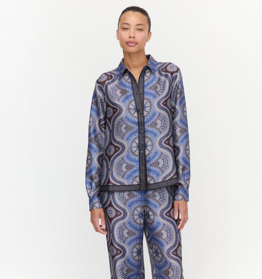 The Liv Top - Brown Cobalt Medallion