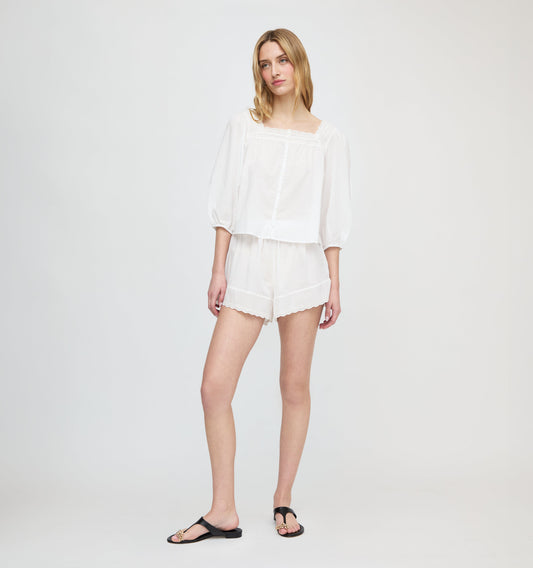The Maeve Top - White Crisp Voile