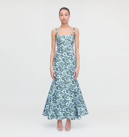 The Marietta Dress - Blue Pressed Flowers