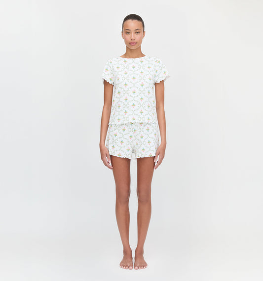 The Nina Pajama Set - Pastel Trellis