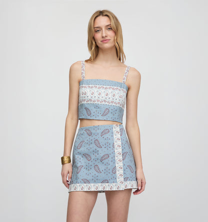 The Tyla Skirt - Dusty Blue Gemstone Mosaic Scarf