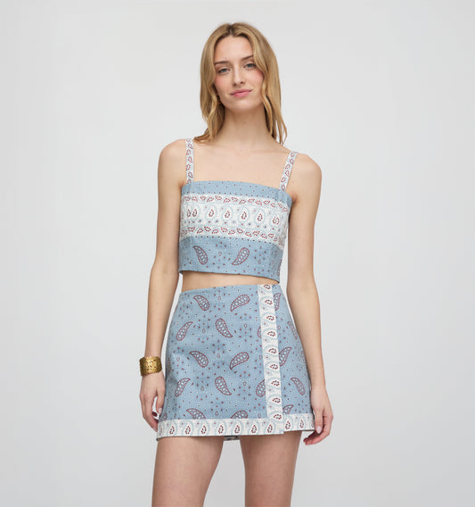 The Anya Top - Dusty Blue Gemstone Mosaic Scarf