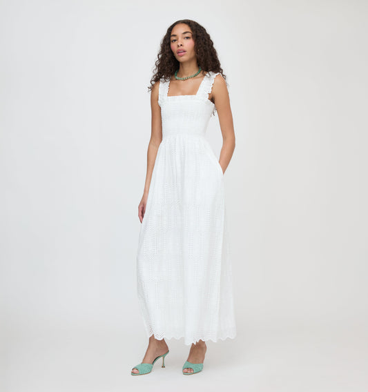 The Ashlyn Nap Dress - White Trellis Broderie