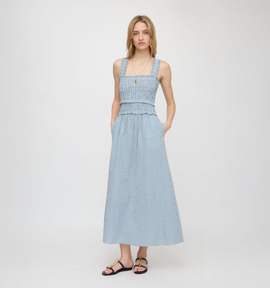 The Azalea Maxi Nap Dress - Lagoon Gingham