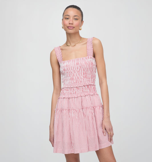 The Azalea Mini Nap Dress - Red Ticking Stripe