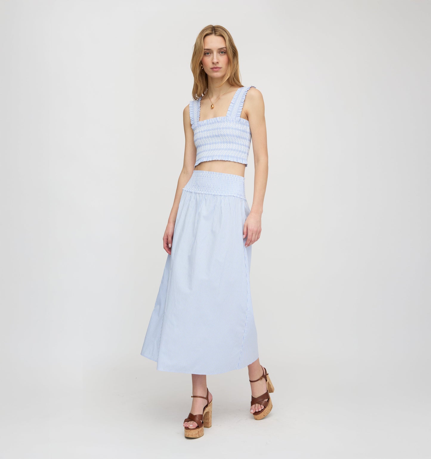 The Azalea Nap Top - Blue/White Stripe